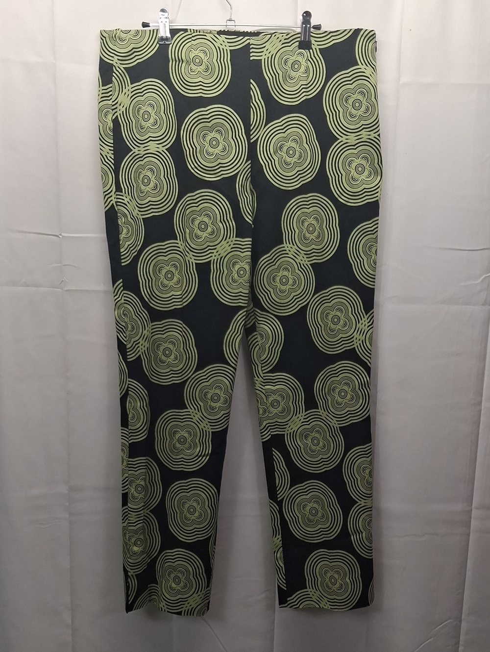 Etcetera Black Pants with Lime Green Circular Print